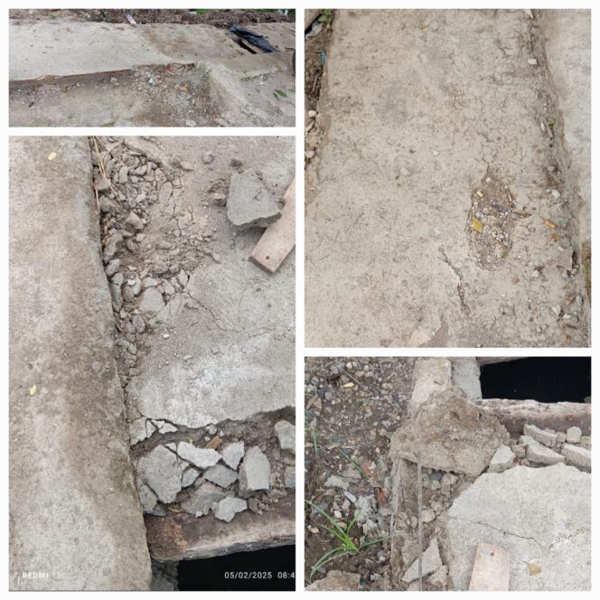 
					Proyek Tak Jelas Tanpa Plang Nama, Belum Lama Dikerjakan Drainase Di Plaju Ilir Rusak Parah.